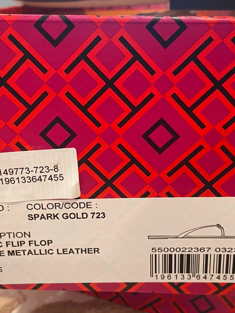 NWT TORY BURCH CAPRI GOLD- 8 FLIP FLOPS Metallic Leather - Picture 4 of 4